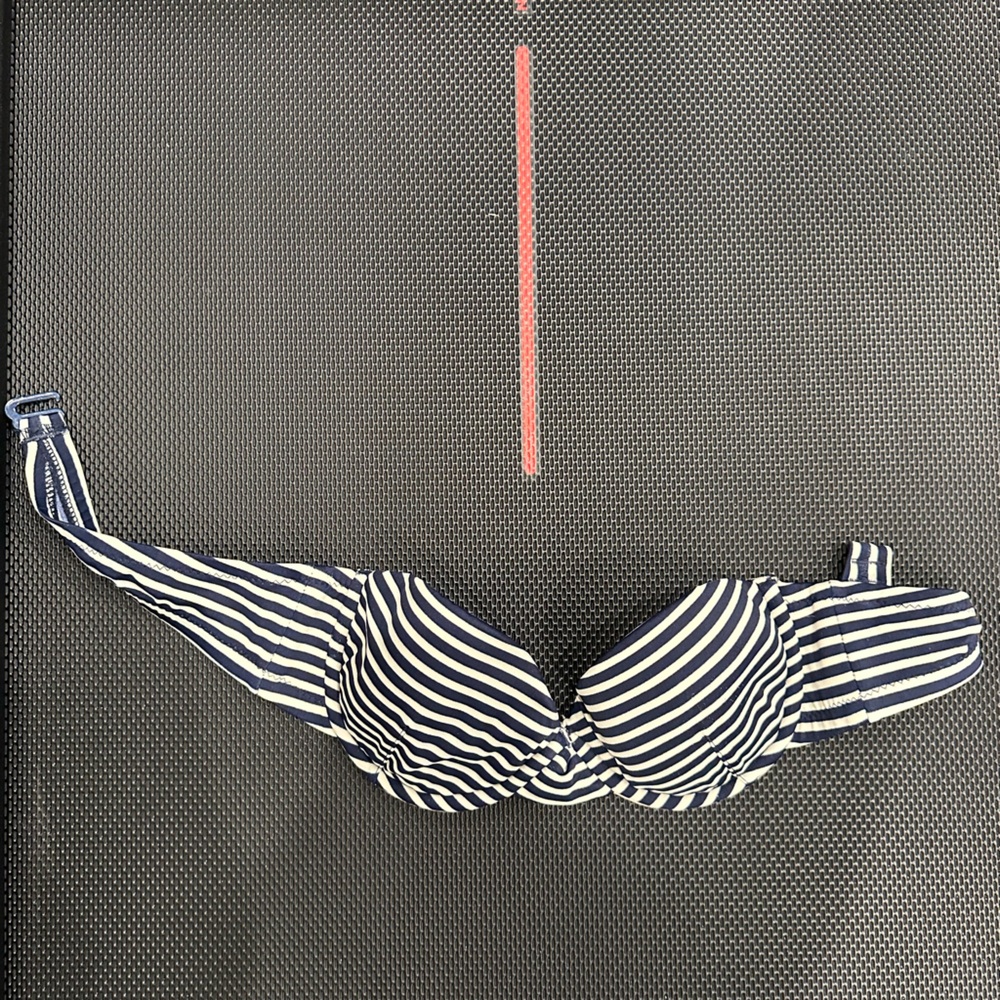 J. Crew Navy and White Striped Bikini Top